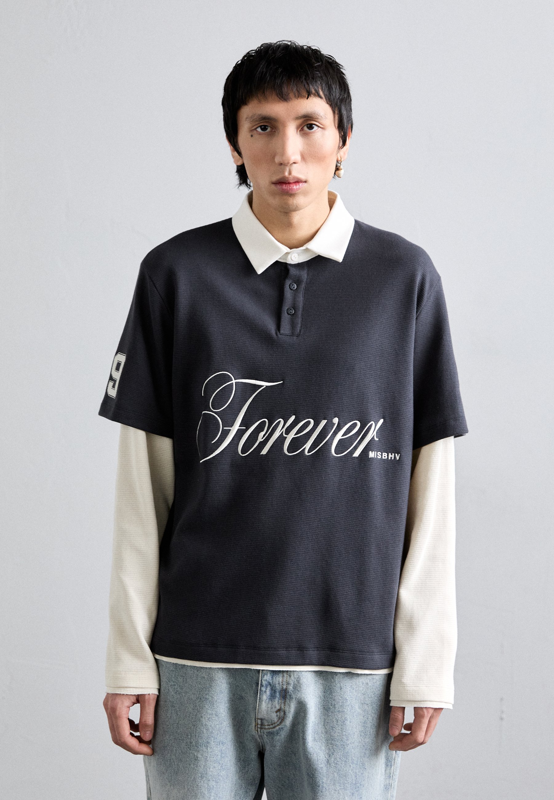 Tシャツ・カットソー MISBHV DOUBLE LAYERED FOREVER POLO (250M152 BLACK WHIT) Forever Double Layered Polo