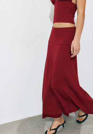 PULL&BEAR FLARED MIDI SKIRT - A-Linien-Rock - ochre