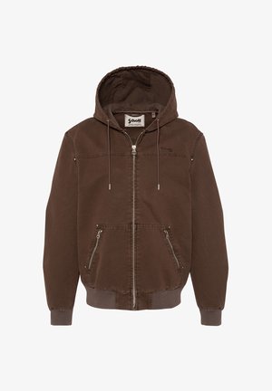 Schott, WORKER CANVAS À CAPUCHE - Veste en jean - café