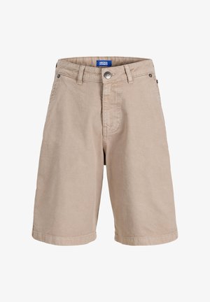 Beežid põlveni ulatuvad vabaaja lühikesed püksid, millel on vööaasad, eesmine nööbi- ja lukusulgur ning küljetaskud.