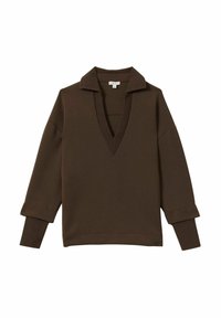 BERNIE RELAXED OPEN-COLLAR - Langærmet T-shirt - chocolate