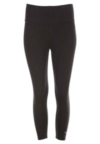 Högmidjade svarta leggings gjorda av stretchigt material, med en slimmad, figurnära design utan mönster eller utsmyckningar.