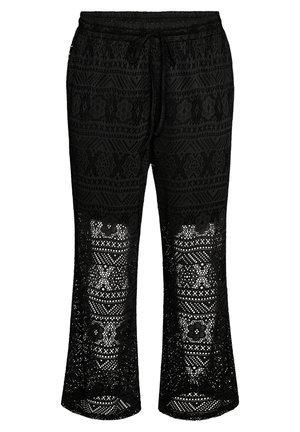 Zizzi, HOSE AUS LOCHSTICKEREI MIT GERADEM BEIN - Nohavice - schwarz