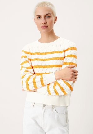 MIT AJOURMUSTER - Jumper - amber stripe