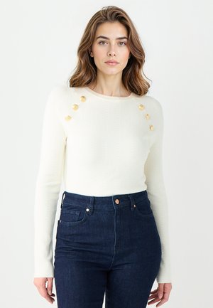 CREW NECK BUTTON - Pullover - ecru