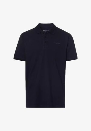Granatowa koszulka polo wykonana z bawełny, z trzema guzikami przy dekolcie, krótkimi rękawami oraz subtelnym logo na lewej piersi.