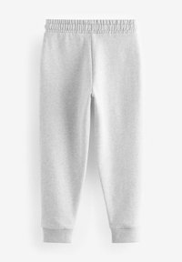 Lys grå sweatpants lavet af blødt stof, med elastisk talje, tætsiddende ankler og ribbede cuffs for en snug pasform.