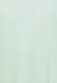 Pull vert menthe clair en tissu doux et texturé. Présente un design simple et épuré avec une surface lisse sans motifs.