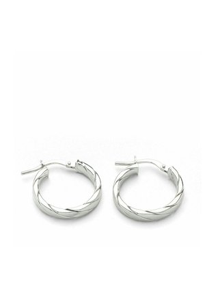 FLAT STRIPED DESIGN HOOP - Örhänge - white gold