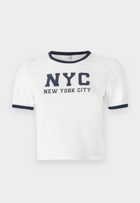 ONLVIKKA O NECK SHORT - T-shirt med print - bright white/navy