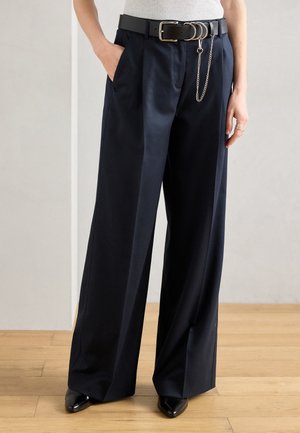PANTS TAILORED STYLE WIDE LEG SINGLE PLEAT WELT POCKET - Nadrágok - deep night blue