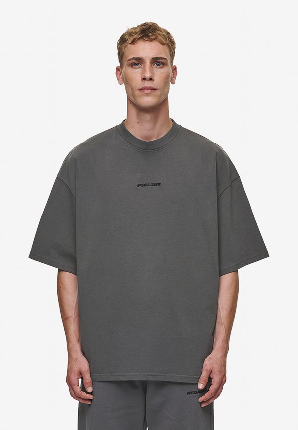 LOGO BOXY - Basic T-shirt - washed anthracite