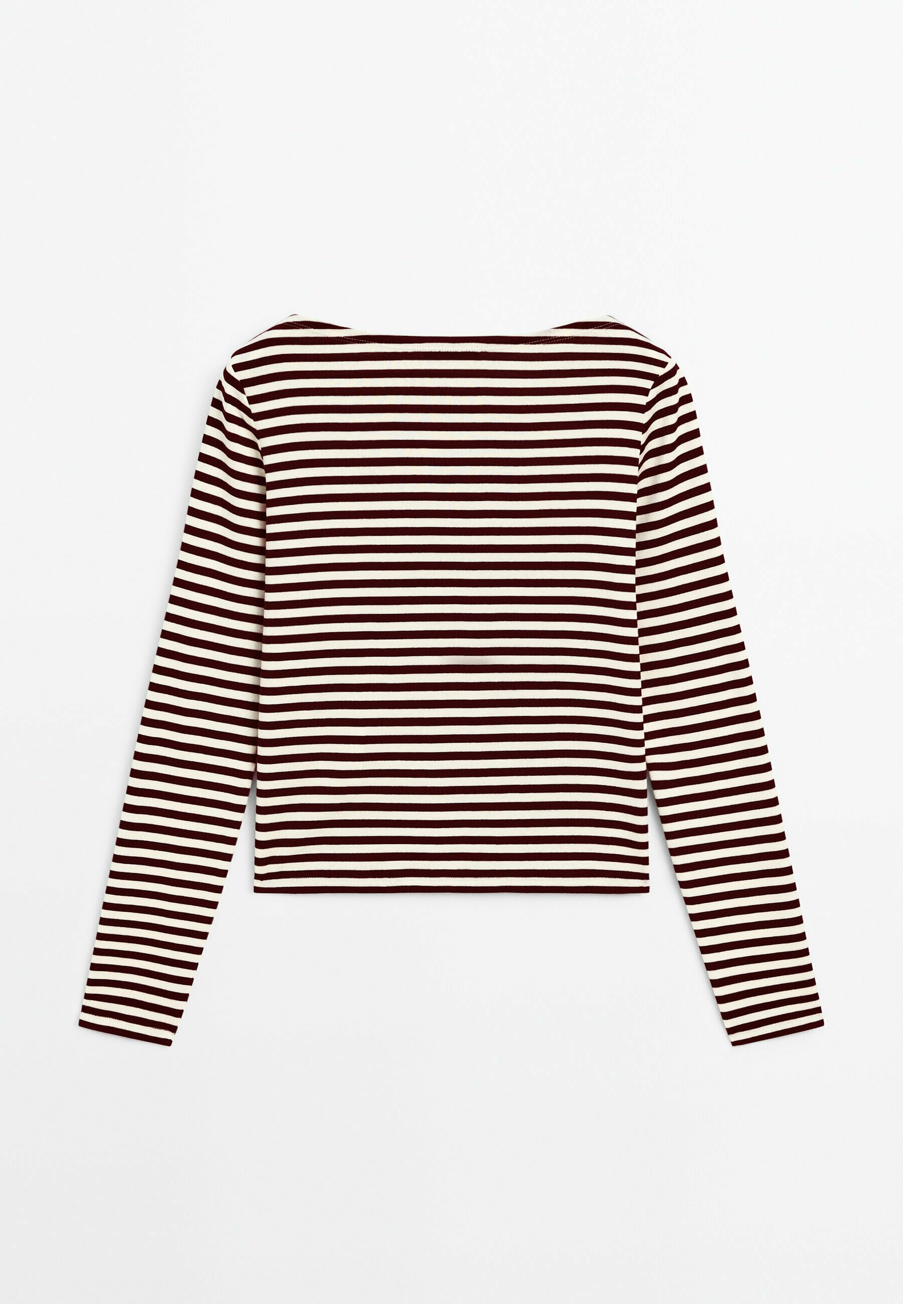 STRIPED WITH CROSSOVER SHOULDER DETAIL - Long sleeved top