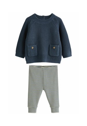 SET - Leggings - Byxor - navy stripe
