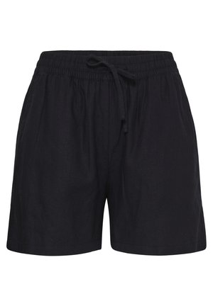 Sorte afslappede shorts med elastisk talje og snøre, løs pasform, velegnet til afslappet eller atletisk brug.