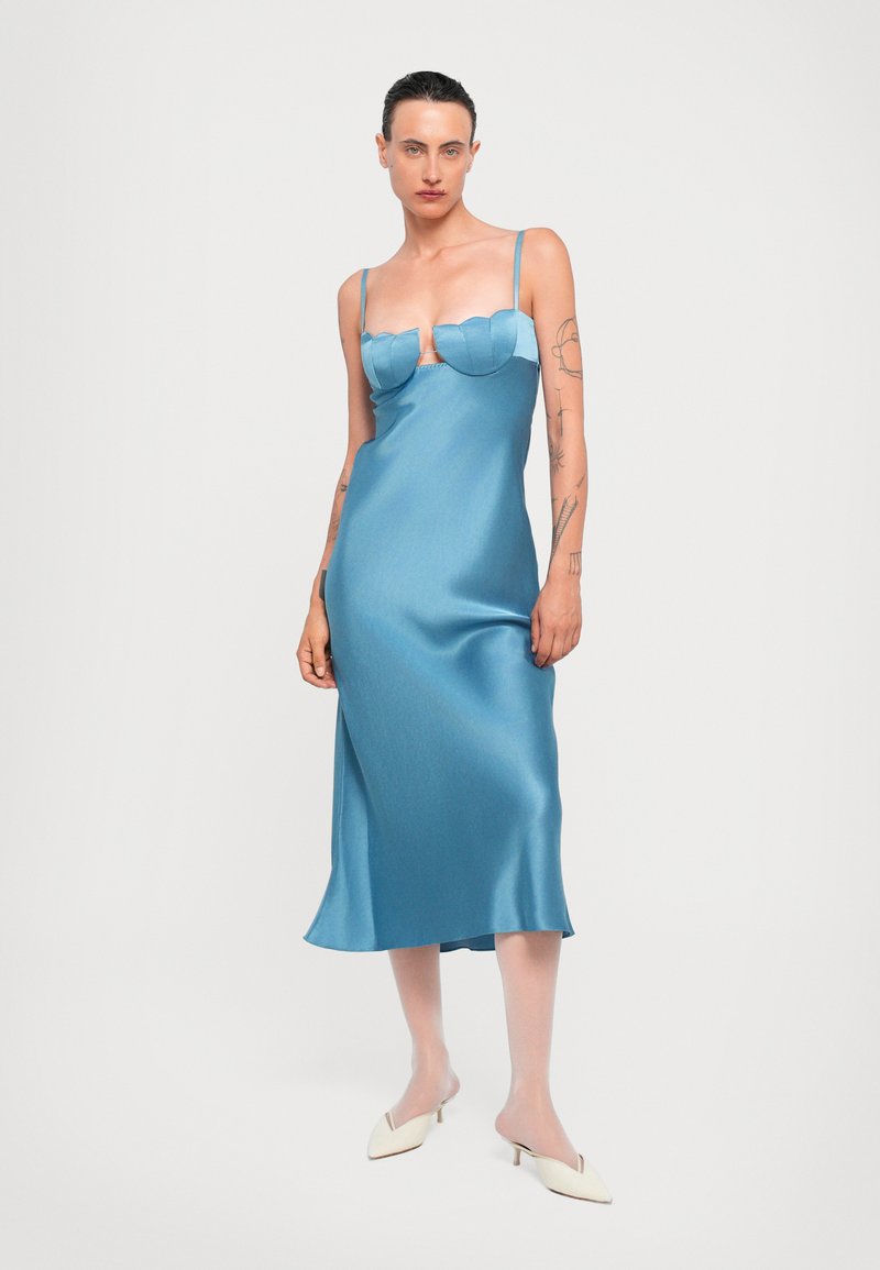 build your own bridesmaid dress Custom Gown — Starting at and couture construction Afina Dark Blue Satin size:S/UK10 Button Up Organza Shirt