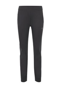 Schwarze Sportleggings aus Stretchstoff, mit schlanker Passform, hohem Bund und minimalistischem Design mit einem kleinen Logo-Akzent an der Seite.