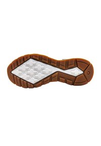 Riepu čības zolīte ar brūnu ārējo slāni un baltām apakšējām daļām. Tajā ir daudzvirzienu protektora raksts un Timberland zīmols.