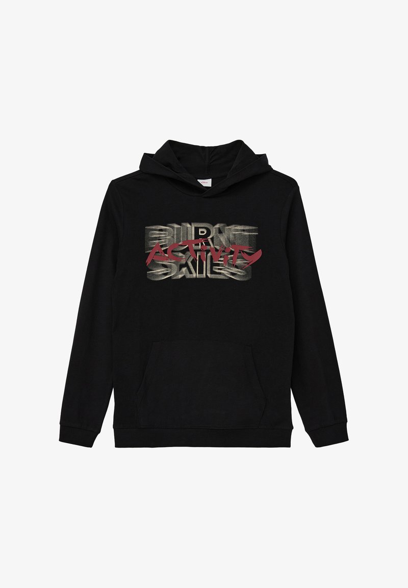 s.Oliver LONGSLEEVE MIT SCHRIFTPRINT - Jersey con capucha - schwarz