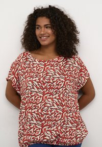 Kaffe Curve JENN - Blúzka - cayenne white graphic animal