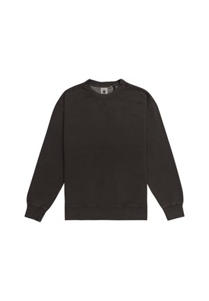 Zwarte sweatshirt van een katoenmix, met een ronde halslijn en geribde manchetten. Heeft een subtiele logo op de voorkant en een gladde textuur.