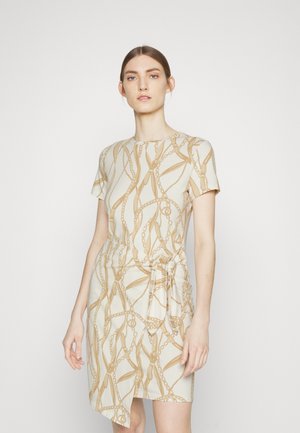 SHANAZ SHORT SLEEVE DAY DRESS - Trikoomekko - cream/tan/multi