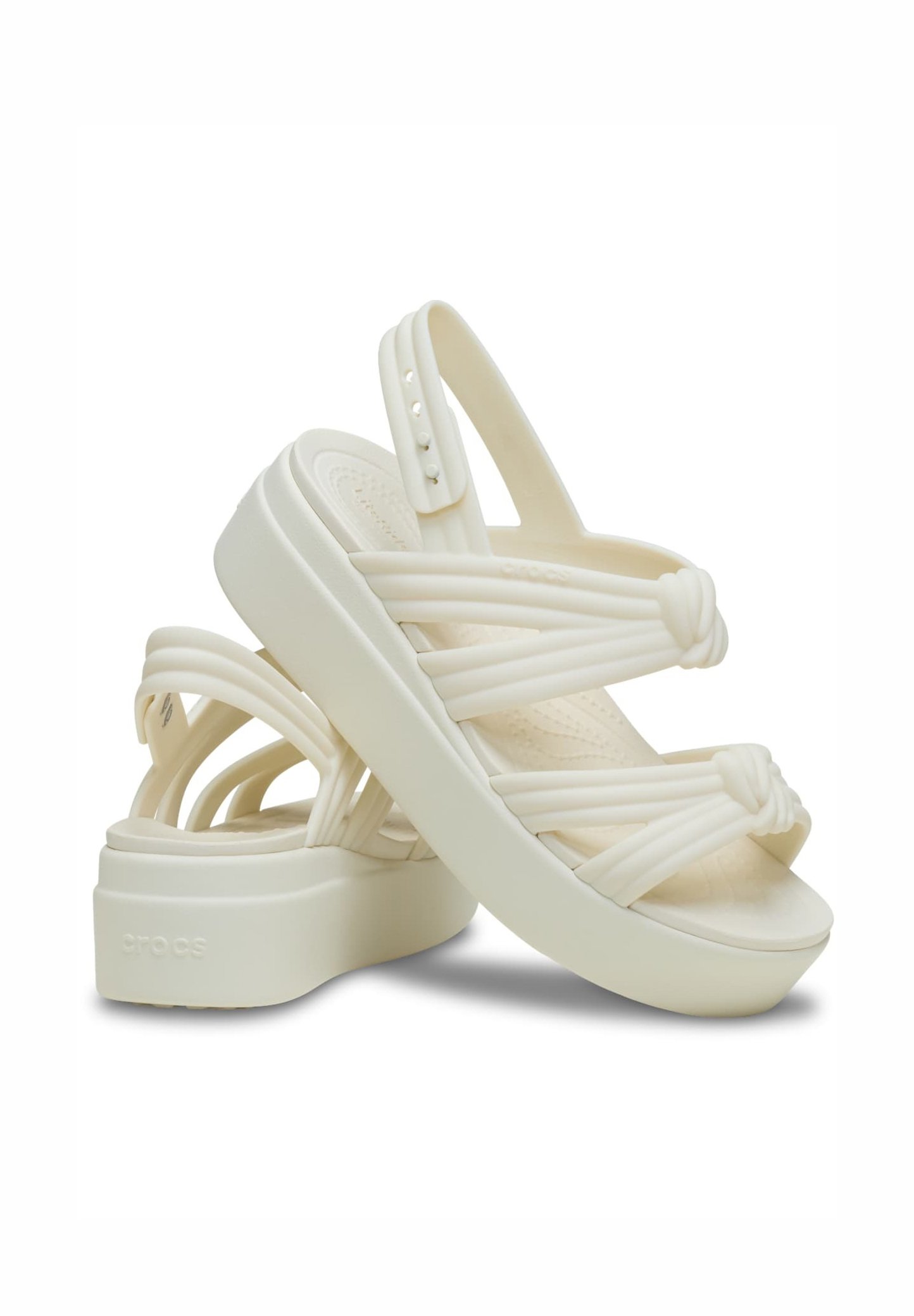 靴 Front cross ribbon platform sandal white Crocs Platform sandals - ivory/off-white - Zalando