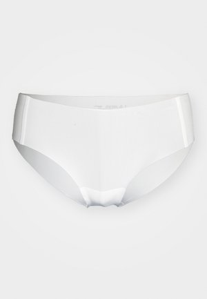 White cotton brief with a smooth texture, full coverage design, and side panel seams, featuring a subtle waistband.