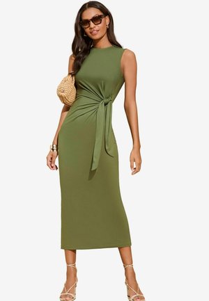 Lipsy SLEEVELESS RACER TIE SIDE - Etuikleid - khaki green