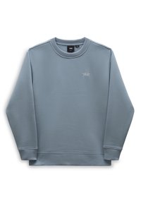 Sudadera de color azul claro con mangas largas, cuello redondo de canalé y un pequeño logo blanco de Vans en el pecho. Fabricada con un material textil suave.
