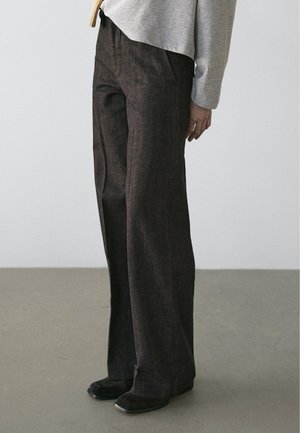 Massimo Dutti MID-RISE WIDE-LEG - Wide Leg - grey