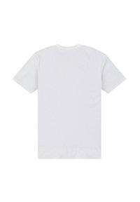 Hvid kortærmet t-shirt lavet af bomuld med rund hals og enkelt design. Ingen grafik eller mønstre synlige.