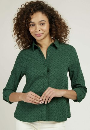 Chemisier Femme Christine Laure Taille T3 (42/44) - Coton Beige, Imprimé Feuilles Noir/Marron - Occasion Très Bon État