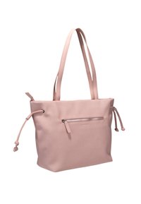 Borsa tote rosa realizzata in materiale testurizzato, con manici lunghi, una tasca frontale con zip e lati regolabili con coulisse.