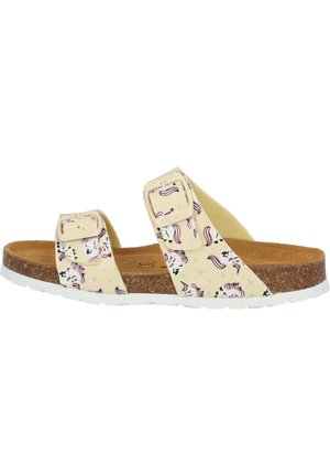 Pantolette flach - beige sesame