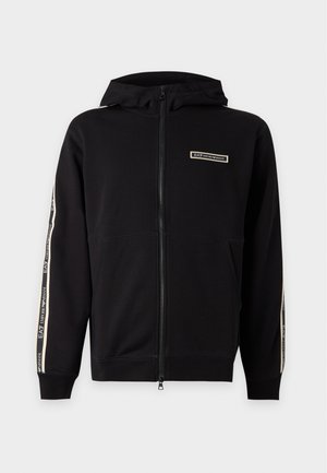 EA7 Emporio Armani, TRAIN LOGO SERIES TAPE HOODIE - Felpa con zip - black