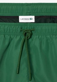 Grüne Schwimmshorts aus leichtem Stoff mit elastischem Bund. Mit einem Lacoste-Logo-Schild und einem strukturierten Innenfutter.