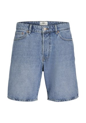 Šviesiai mėlyni džinsiniai šortai, tiesaus kirpimo, penkių kišenių dizaino ir su nusidėvėjusiu kraštu. Įtraukta metalinė furnitūra.