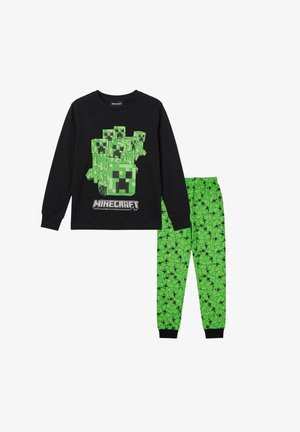 Fabelkids, MINECRAFT CREEPER JUNGEN SCHLAFANZUG PYJAMA LANGARM - Nachtwäsche Set - schwarz