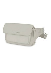 Ljusgrå midjeväska i slät konstläder, med lockstängning, framficka och justerbar rem med silverdetaljer.