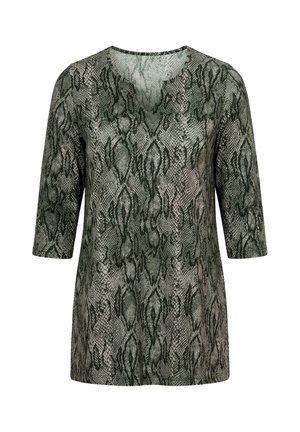 Ulla Popken, SNAKESKIN PRINT A-LINE KNIT TUNIC - Jersey de punto - olive grey