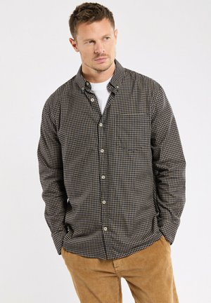 COUPE DROITE  - Chemise - carreaux marine beige