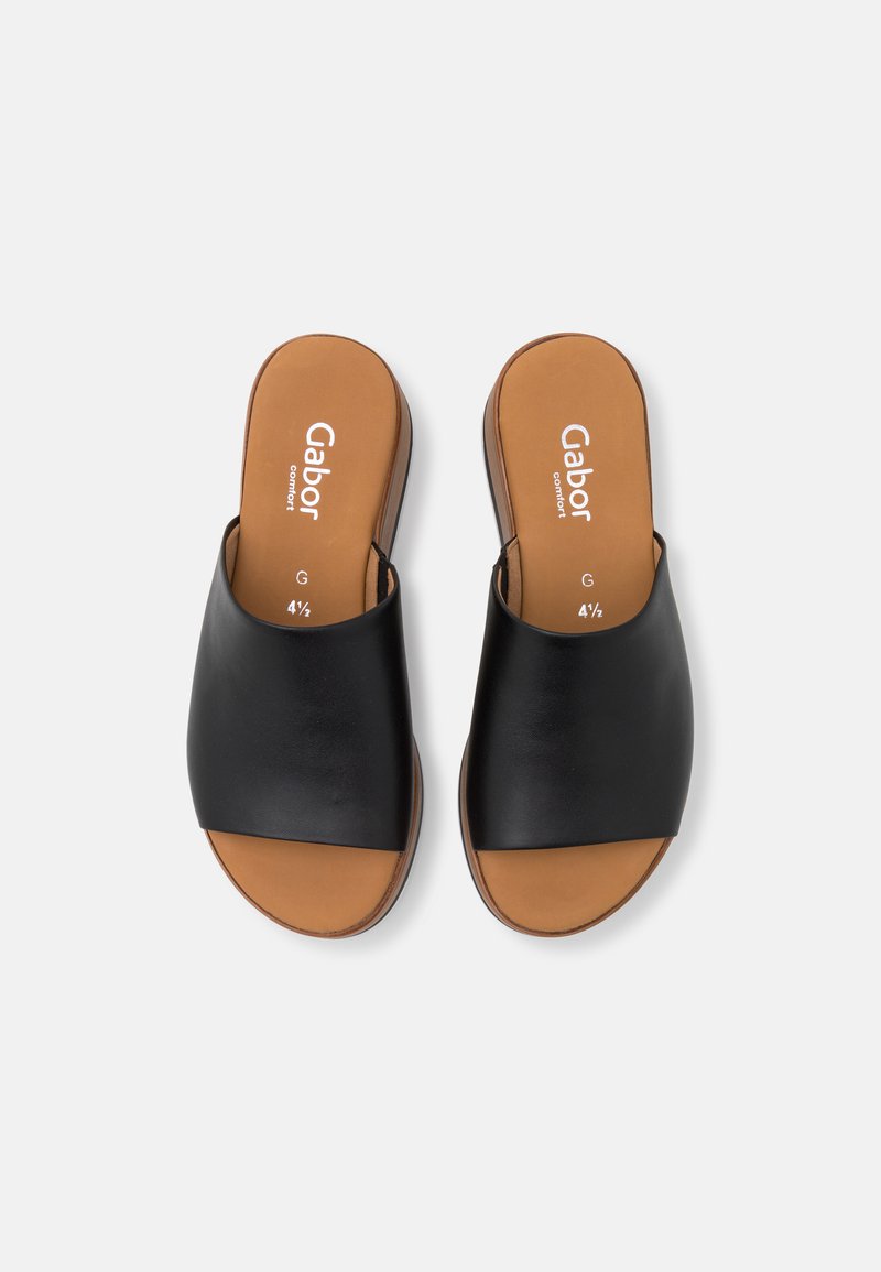 Damen Flache Pantoletten | Gabor Comfort Pantolette hoch schwarz - BF67444 Damen Flache Pantoletten | Gabor Comfort Pantolette hoch schwarz - BF67444