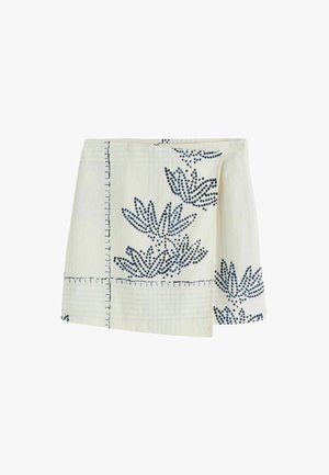 Next, REGULAR FIT - PALM PRINT WRAP MINI SKIRT - Minirok - white navy