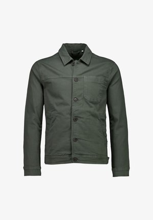 Vihreä, nappi-ylöspäin takki, joka on valmistettu puuvillasta. Takissa on rintatasku, sivutaskut ja klassinen kaulus, jossa on teksturoitu pinta.