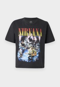 NIRVANA CROP - Tricou cu imprimeu - true black