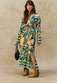 Next KIMONO SLEEVE TIE WAIST - Maksimekko - green blue palm print