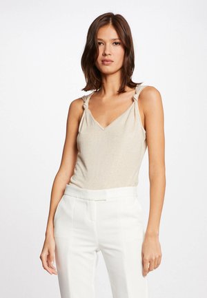 WITH WIDE STRAPS AND SPANGLES - Top - beige