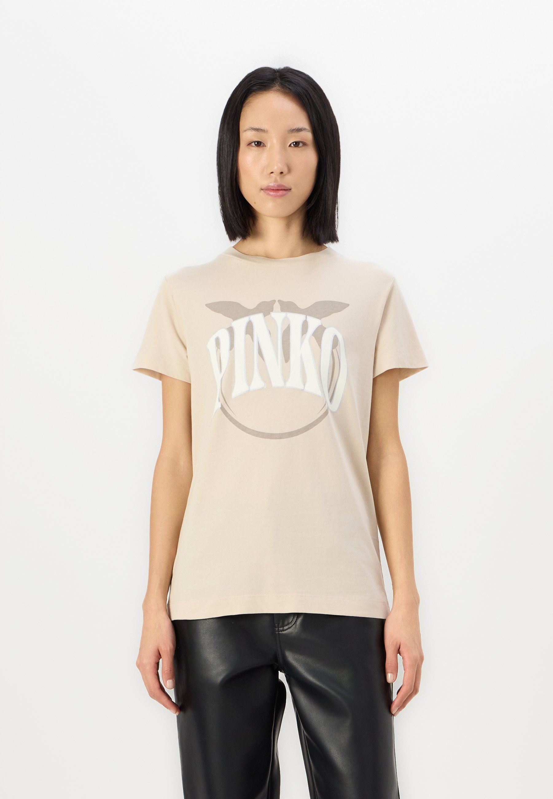 売れ筋商品|||ピンコ Tシャツ レディース トップス START OLD STAMPA LOGO - Print T-shirt - beige Pinko START OLD STAMPA LOGO - T-shirt med print - beige