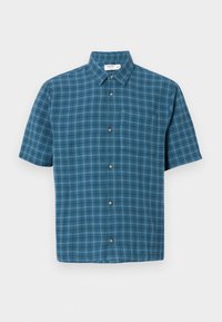 Boxy Short-Sleeve Plaid Shirt - Shirt - blue